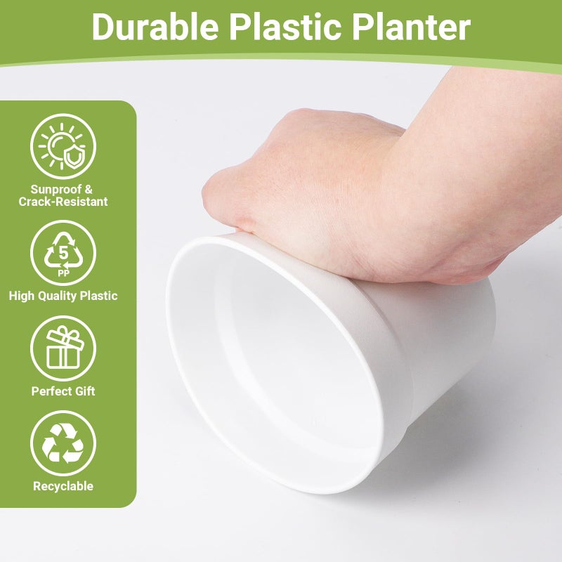 GREANER White Small Plant Pots, 16 Packs 4 Inch Plastic Plant Pots with Saucers, Thickened Succulent Planters with 20 Pcs Garden Markers for Indoor Outdoor - Image 3